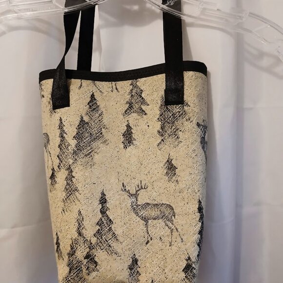 NEW Reusable Fabric Gift Bag Buck Deer Christmas Flannel double handle 10x6x4" - Picture 3 of 11